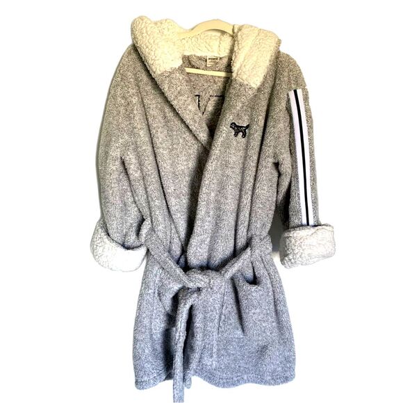Victoria’s Secret PINK Hooded Sherpa lined Robe M/L - Picture 3 of 12